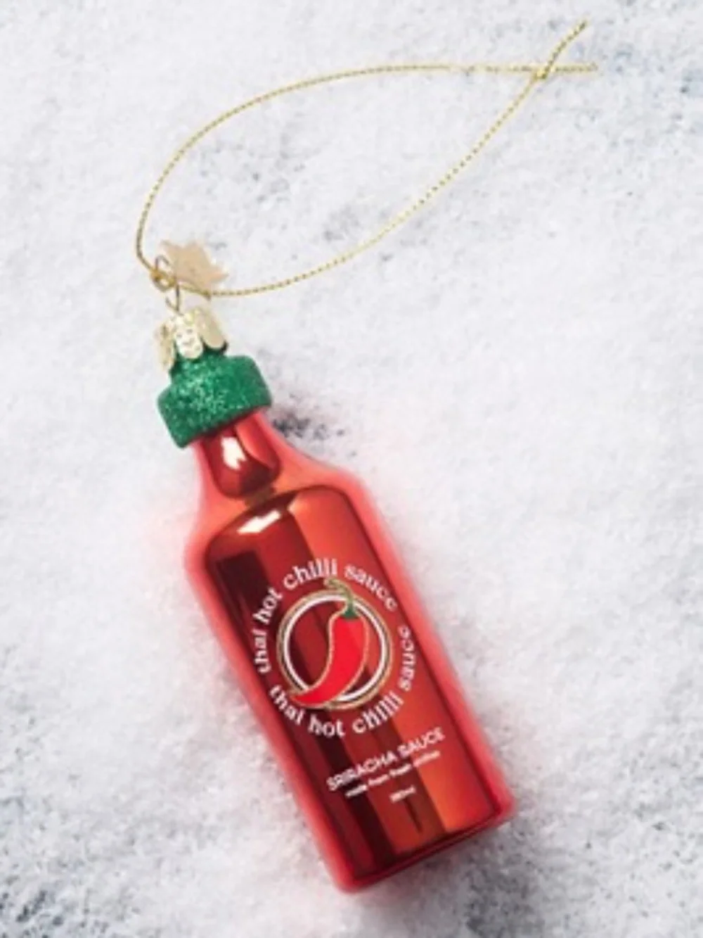NWT Anthropologie Sriracha Hot Sauce Glass Christmas Ornament